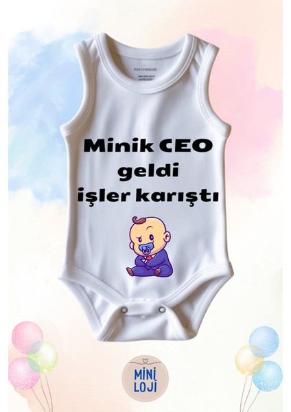 Minik Ceo Geldi Işler Karıştı Yazılı Özel Tasarım Bebek Zıbın Body – %100 Pamuklu, Unisex