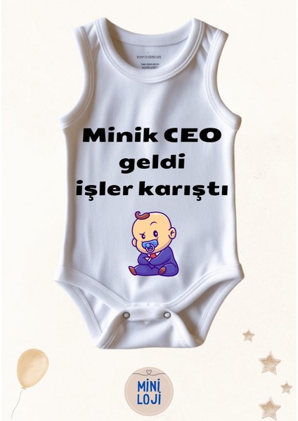 Minik Ceo Geldi Işler Karıştı Yazılı Özel Tasarım Bebek Zıbın Body – %100 Pamuklu, Unisex