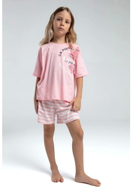 Kız Çocuk Şort Takım - Somon
