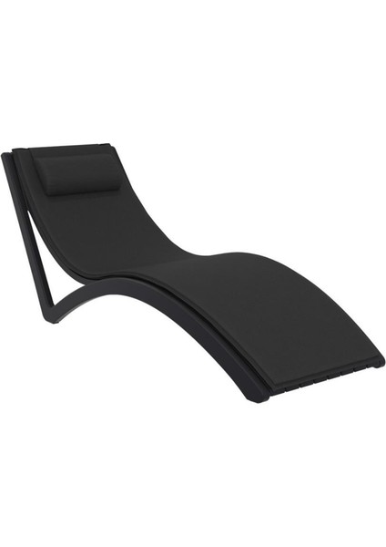 TRK-087 Siesta Minderli Yastıklı Lüks Ergonomik Slim Şezlong Siyah 2'li Set