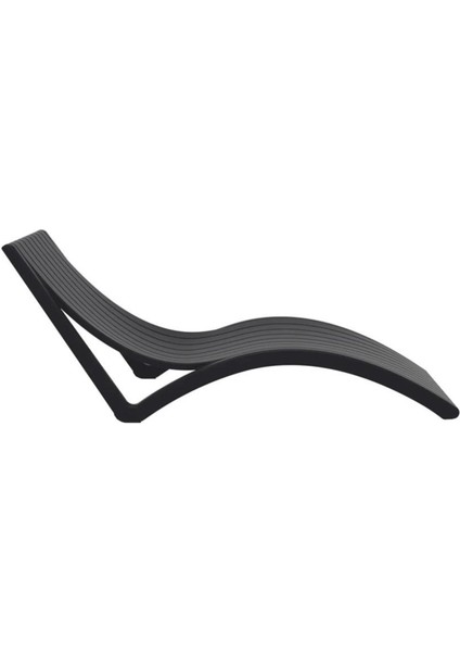 TRK-087 Siesta Minderli Yastıklı Lüks Ergonomik Slim Şezlong Siyah 2'li Set