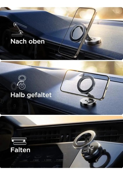 Metal Güçlü Magsafe Manyetik Mıknatıslı Ayarlanabilir 360 Dönebilen Araç Içi Telefon Tutucu modelleri