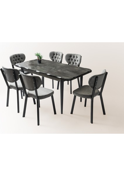 Açılır Yemek Masası Martha (Mdf)Lake Panel - Kapalı 130X80/AÇIK 160X80 Siyah Mermer Desenli Ahşap Ayaklı (SADECE MASA) modelleri