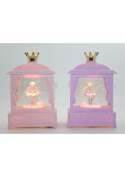 Taçlı Melek Figürlü Işıklı Müzikli Kar Küresi