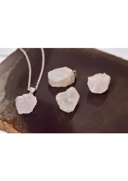 Ham Pembe Kuvars Kolye