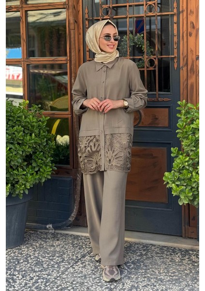 Nurcan Çetin Pantolonlu Takım 25418 Yeşil
