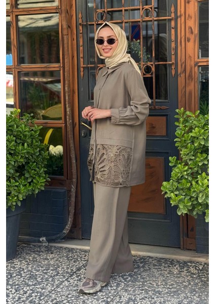 Nurcan Çetin Pantolonlu Takım 25418 Yeşil