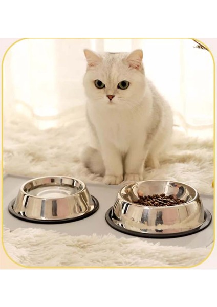 Hayvanlar Için Çelik Kaydırmaz Orta Boy Su Mama Vb. Kabı Kedi Köpek Su Mama Kabı (Alt Taban: 18 Cm) modelleri