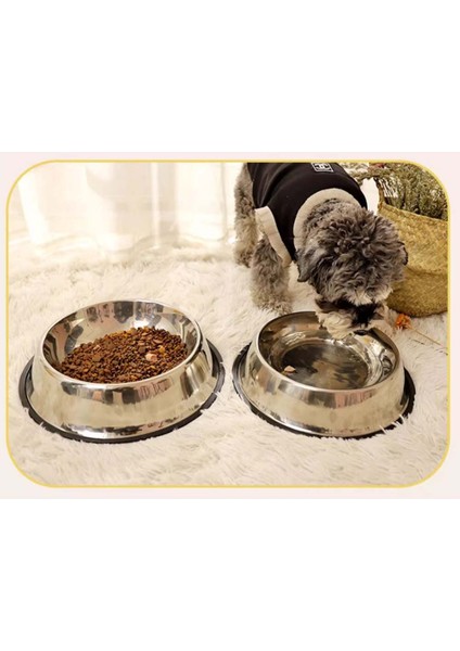 Hayvanlar Için Çelik Kaydırmaz Orta Boy Su Mama Vb. Kabı Kedi Köpek Su Mama Kabı (Alt Taban: 18 Cm) fırsatları