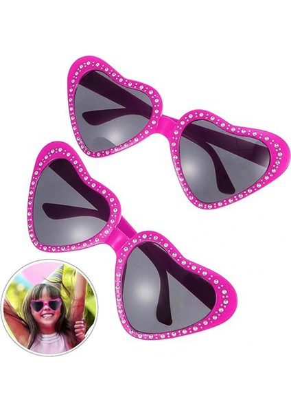 Kalp Şekilli Taşlı Parti Gözlüğü Pembe Renk 6X16 cm (5047) fiyatları