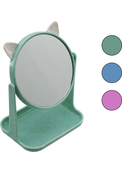 6 Inç - 15CM Yuvarlak Kulaklı Makyaj Aynası Renkli Plastik Takılık SEPETLİ=12X15.5CM (5047)