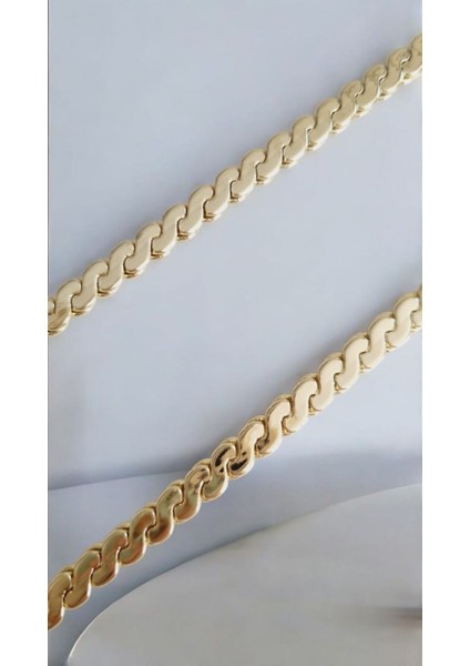 Premium Paslanmaz Çelik Gold Ezme Burgu Zincir Kolye modelleri