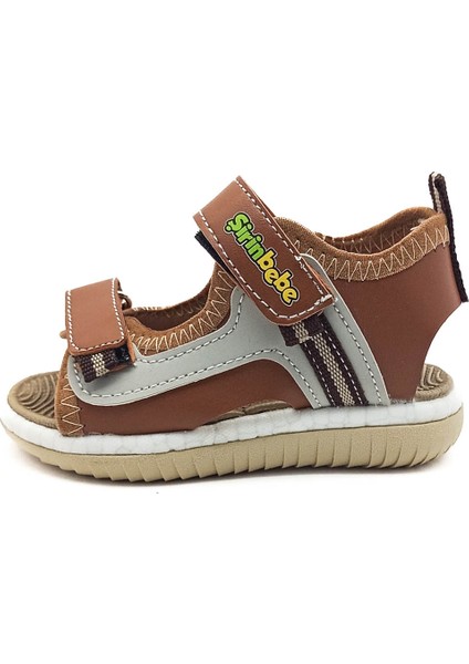 Şirin Genç Ortopedik Taban Taba Renk Bantlı Cırtlı Erkek Çocuk Sandalet modelleri