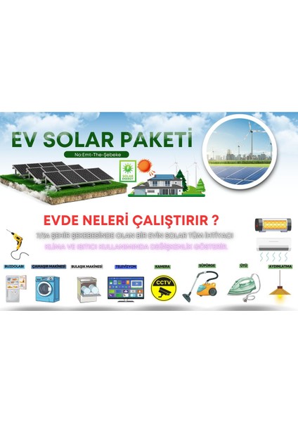 Monokristal Güneş Enerji Seti 18 Adet 585W Panel 8 Adet 200AH Akü Tüm Elektrik Ihtiyaçınıza Uygun modelleri