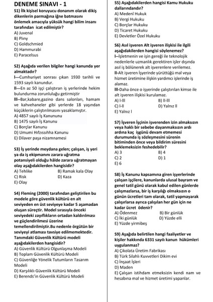 İSGKİTAP-30 ADET DENEME-İŞ GÜVENLİĞİ UZMANLIK SINAVLARINA HAZIRLIK