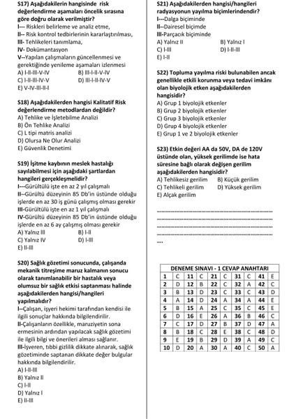 İSGKİTAP-30 ADET DENEME-İŞ GÜVENLİĞİ UZMANLIK SINAVLARINA HAZIRLIK