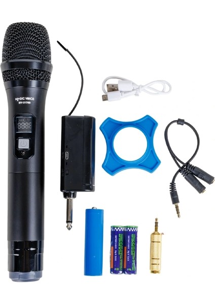 Magıcvoıce MV-21760 Uhf Ekranlı Kablosuz El Telsiz Mikrofon (5047)
