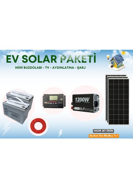 Bağ Evi Paketi Buzdolabı Tv Aydınlatma Telefon Şarj Güneş Enerjili Monokristal Güneş Panelli