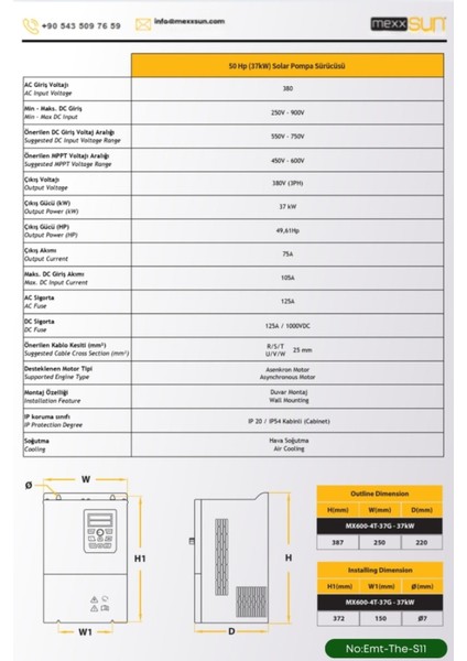 Çiftciler Için Monokristal Güneş Enerji Sulama Sistemi 50HP Solar Pompa Sürücüsü (Trifaze) modelleri