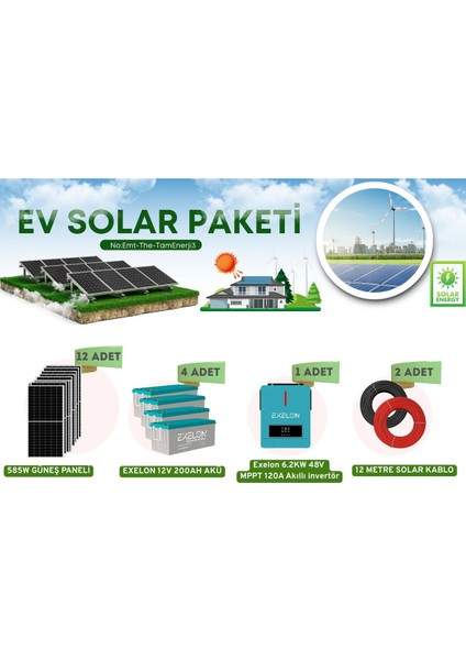 Karavan Paketi Günlük Kullanım 9.6kw Güç Üretimi 6.2kw Invertör Monokristal Panelli fiyatları