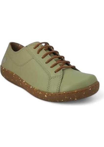 420 Hakiki Deri Günlük Kadın Ayakkabı-Yeşil