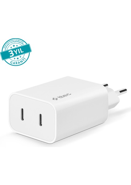 Smartcharger Duo Pd 40W Usb-C + Usb-C Seyahat Hızlı Şarj Aleti