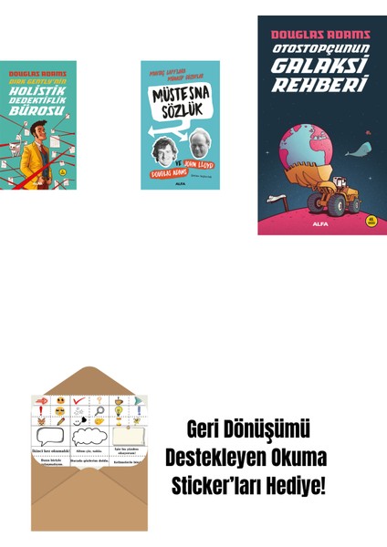Douglas Adams 3 Kitap Set + Okuma Sticker'ları