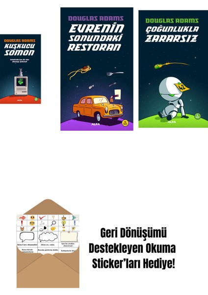 Douglas Adams 3 Kitap Set + Okuma Sticker'ları