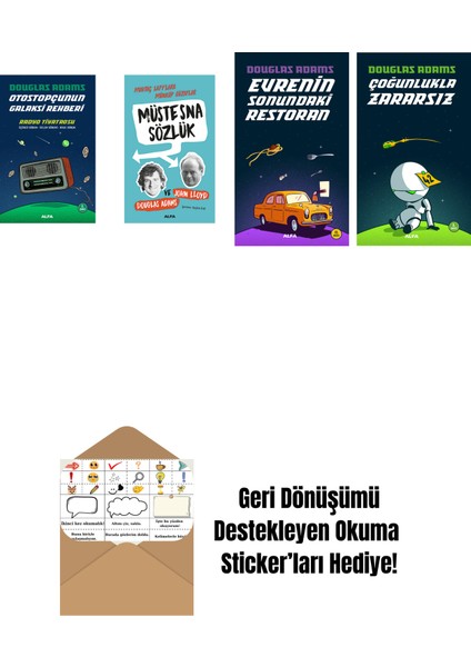 Douglas Adams 4 Kitap Set + Okuma Sticker'ları