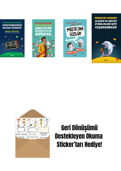 Douglas Adams 4 Kitap Set + Okuma Sticker'ları