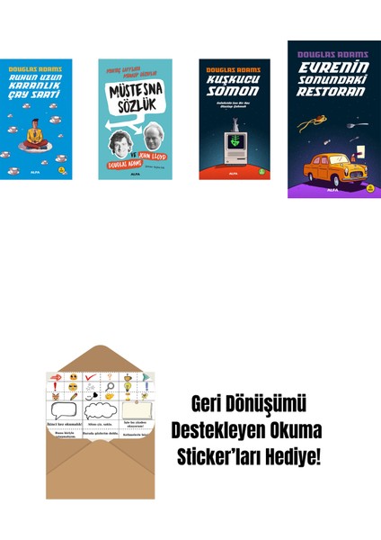 Douglas Adams 4 Kitap Set + Okuma Sticker'ları