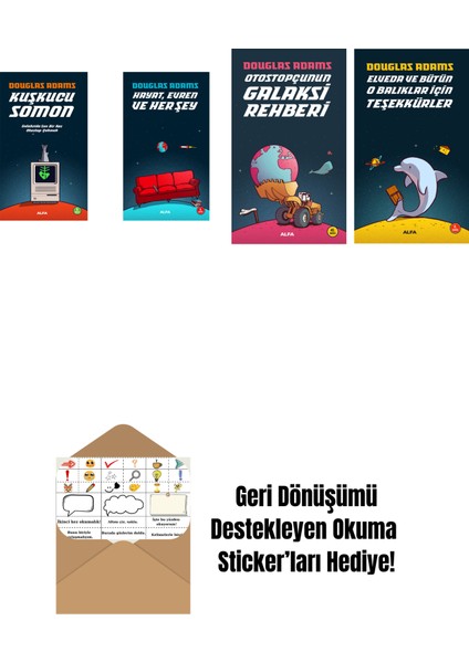 Douglas Adams 4 Kitap Set + Okuma Sticker'ları