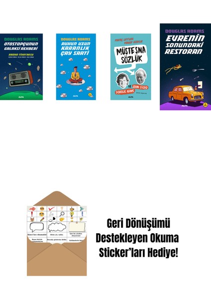 Douglas Adams 4 Kitap Set + Okuma Sticker'ları