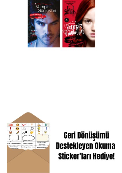 Vampir Günlükleri - Stefan Günlükleri Vol. 6 Iradesiz + Vampir Günlükleri - Vol. 3 Kaderin Yükselişi + Okuma Sticker'ları
