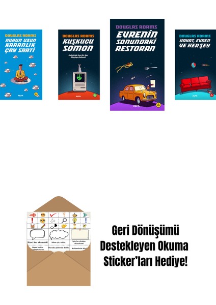 Douglas Adams 4 Kitap Set + Okuma Sticker'ları