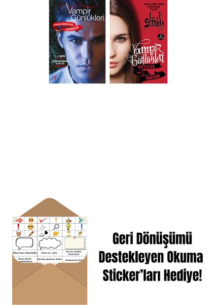 Vampir Günlükleri - Stefan Günlükleri Vol. 4 Karındeşen + Vampir Günlükleri - Avcılar Vol.1 Fantom + Okuma Sticker'ları
