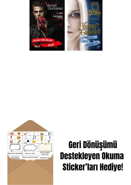 Vampir Günlükleri - Stefan Günlükleri Vol. 3 Açlık + Vampir Günlükleri - Kurtuluş Vol. 1 Görünmeyen + Okuma Sticker'ları