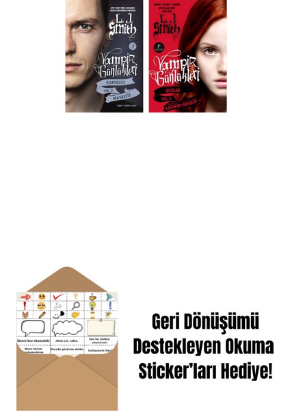 Vampir Günlükleri - Kurtuluş Vol. 3 Maskesiz + Vampir Günlükleri - Vol. 3 Kaderin Yükselişi + Okuma Sticker'ları