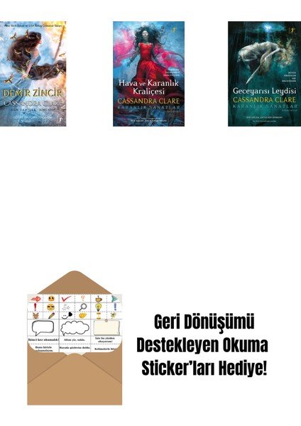 Cassandra Clare 3 Kitap Set + Okuma Sticker'ları