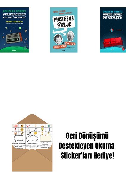 Douglas Adams 3 Kitap Set + Okuma Sticker'ları