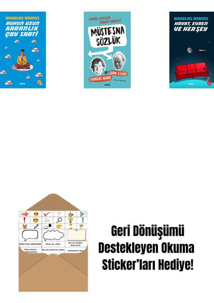 Douglas Adams 3 Kitap Set + Okuma Sticker'ları