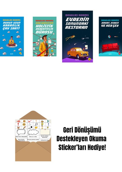 Douglas Adams 4 Kitap Set + Okuma Sticker'ları