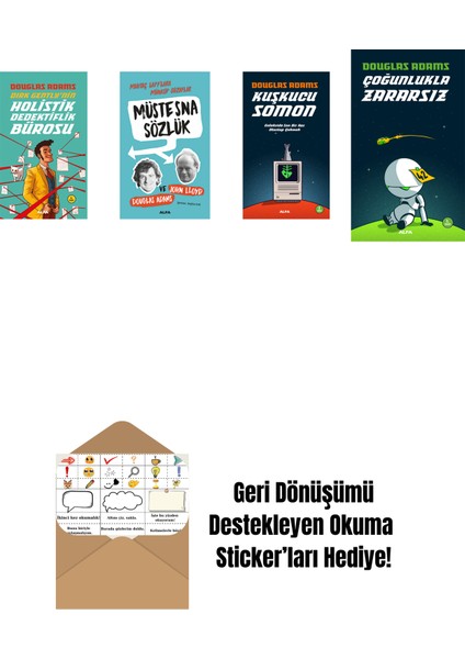 Douglas Adams 4 Kitap Set + Okuma Sticker'ları