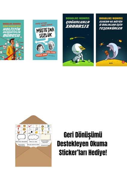 Douglas Adams 4 Kitap Set + Okuma Sticker'ları