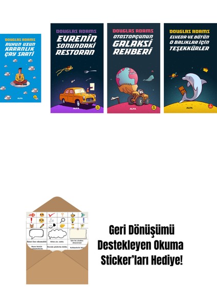 Douglas Adams 4 Kitap Set + Okuma Sticker'ları