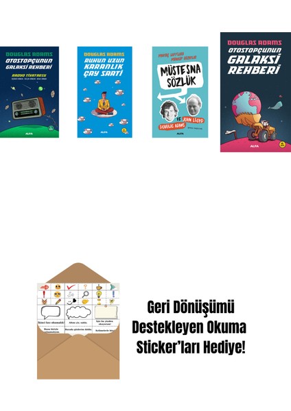 Douglas Adams 4 Kitap Set + Okuma Sticker'ları