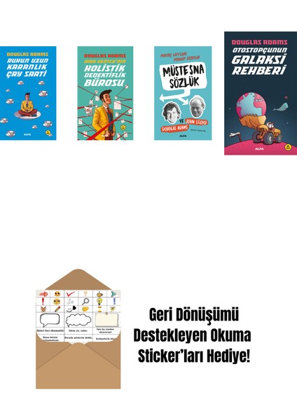 Douglas Adams 4 Kitap Set + Okuma Sticker'ları