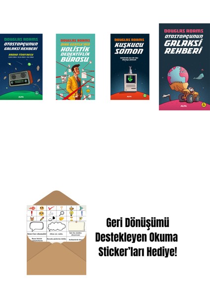 Douglas Adams 4 Kitap Set + Okuma Sticker'ları