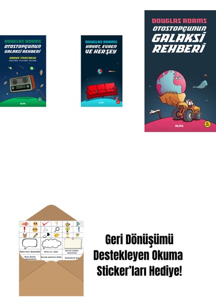 Douglas Adams 3 Kitap Set + Okuma Sticker'ları