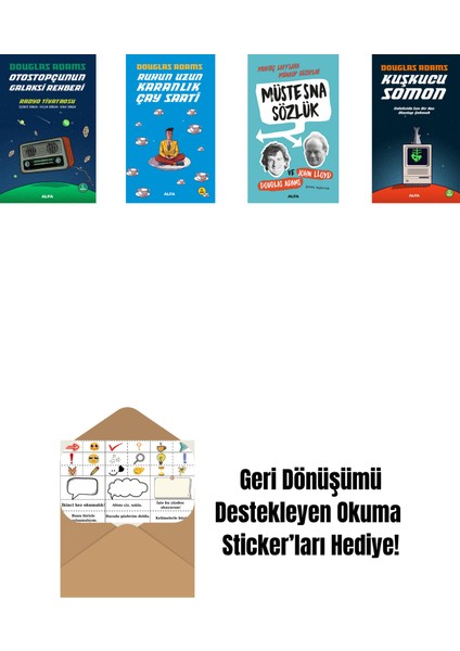 Douglas Adams 4 Kitap Set + Okuma Sticker'ları